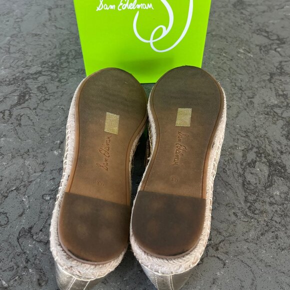 Sam Edelman Kesia espadrille flats in gold leather. - Picture 5 of 7